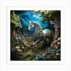 Default Masterpiece Multilayered Fantasy Diorama Unicorn Fores 1 Art Print