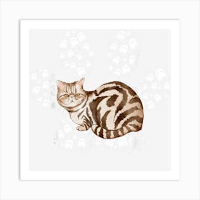 Halloween Brown Tabby Exotic Cat Ghosts Cat Paw Art Print