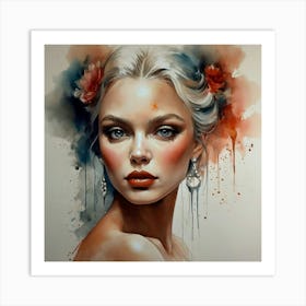 Watercolor Of A Woman Art Print