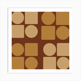 Brown And Beige Squares Art Print