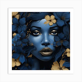 Blue Flower Girl 3 Art Print