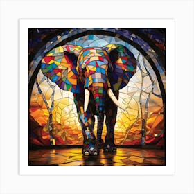 Stained Glass Elephant Art Print