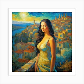 Girl In A Yellow Dress vb Art Print