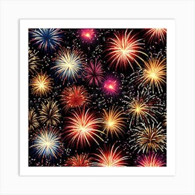 Fireworks On A Black Background 3 Art Print