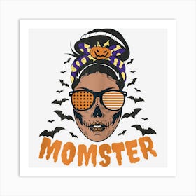 Womens Halloween Messy Bun Mum Mom Momster Art Print