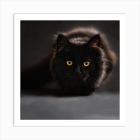 Black Cat With Yellow Eyes Art Print