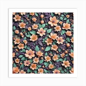 Paper Flowers Background Art Print