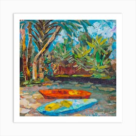 Colorful Nature On Canoa Up The River Square Art Print