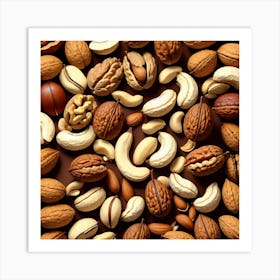 Nuts On A Black Background 9 Art Print