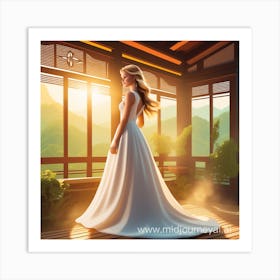 Beautiful Bride In A White Dress Art Print