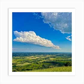 Cloudscape Dominated By Billowing White Cumulus Clouds Under A Bright Blue Sky Gentle Sunlight Cast (4) Art Print