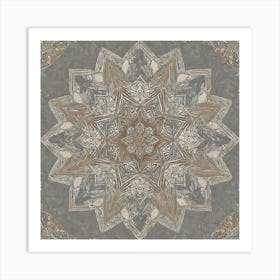 Firefly Beautiful Modern Detailed Indian Mandala Pattern In Neutral Gray, Silver, Copper, Tan, And C (2) Art Print