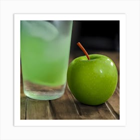 Green Apple And Water On It (1) Art Print