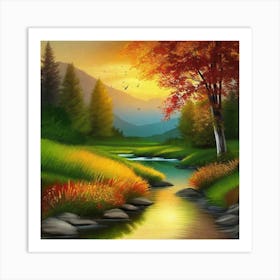 Autumn Landscape Painting 15 Art Print