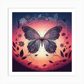 Butterfly At Sunset 3 Art Print