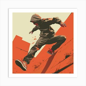 A Parkour Movement Vector Design Illustration Art Print