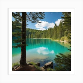 Blue Lake In The Mountains 1 Art Print