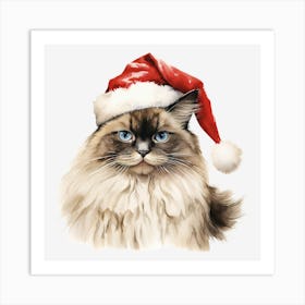 Santa Claus Cat 22 Art Print