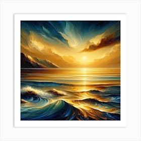 Sunset Over The Ocean 2 Art Print