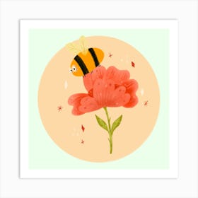 Bee On A Flower Art Print