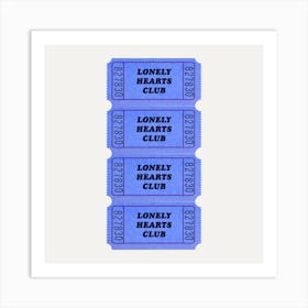 Lonely Hearts Blue Square Art Print