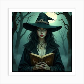 Flux Dev A Hauntingly Beautiful Illustration Of A Witch Shroud 3 Art Print