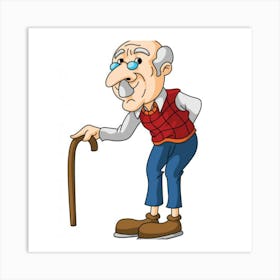 Old Man With Cane Art Print