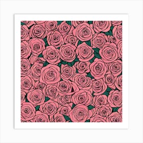 Roses Seamless Pattern 3 Art Print