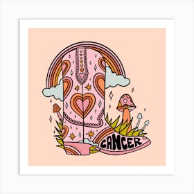 Cancer Cowboy Boot Art Print