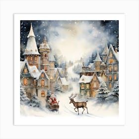 Festive Frostfall: Fluid Christmas 1 Art Print