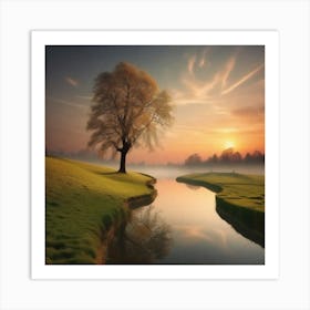 Lone Tree At Sunrise Art Print