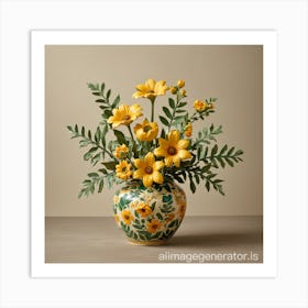 Yellow Flowers In A Vase 1 Art Print