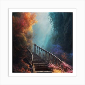 Stairs Leading To A Forest Art Print