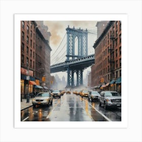 Brooklyn Bridge Down Town Art Print