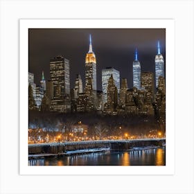 New York City Skyline At Night 2 Art Print