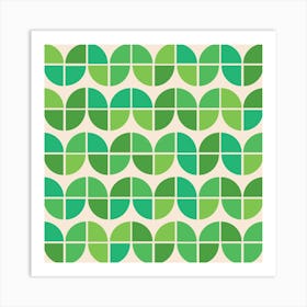 Mid Century Modern Geometric Green Shapes Art Print