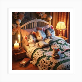 Cat In Bed Art Print