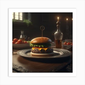 Burger On A Plate 116 Art Print