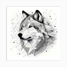 Wolf Head - Abstract Line Art Illustration 101 Art Print