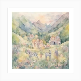 Village In The Mountains Art Print