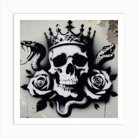 Skull And Roses 3 Art Print