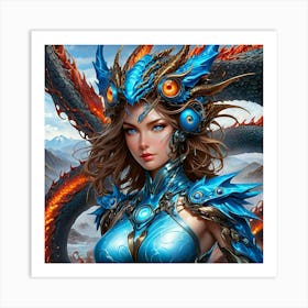 Girl In A Dragon Costume CB Art Print