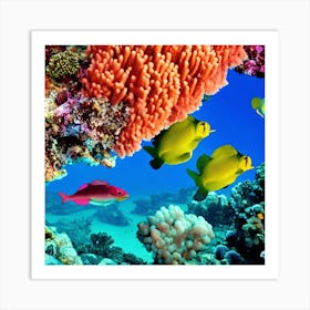 Underwater Coral Reef Dive Into The Depths Of The Ocean And Capture The Vibrant Colors And Diverse Art Print