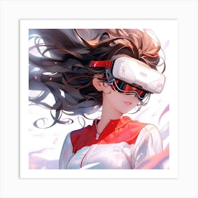 Anime Girl With Vr Glasses Art Print