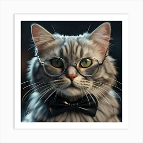 Cat With Glasses Art Print