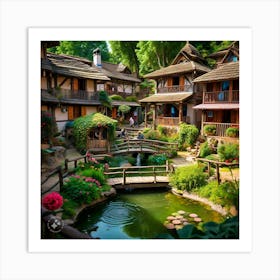 Village In The Woods Art Print