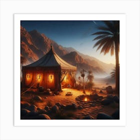 Waterwell Bedouin Tent At Dusk Art Print