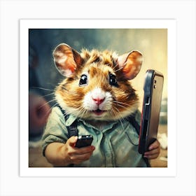 Hamster Holding Cell Phone 5 Art Print