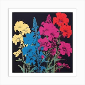 Larkspur 2 Pop Art Illustration Square Art Print