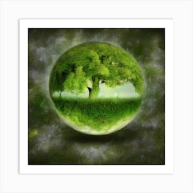 Green Tree In A Sphere Art Print